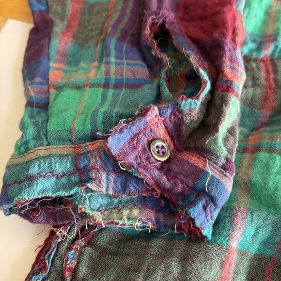 We The Free double layered Multicolor Plaid Button Down Shirt Sz L excellent - Picture 3 of 8